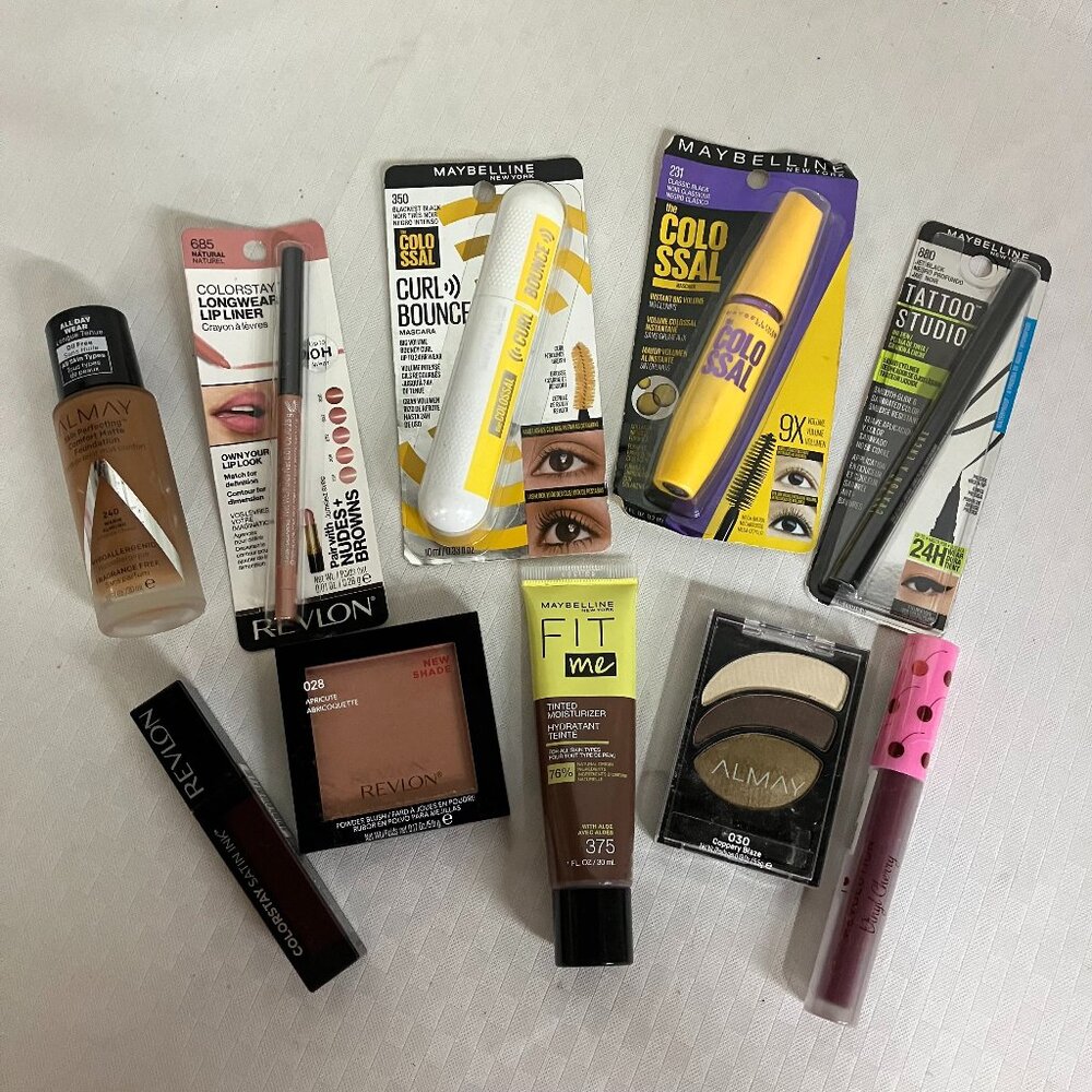 Lot of 10 Drugstore Makeup Items Maybelline Revlon Lip Liner Almay New & Sealed